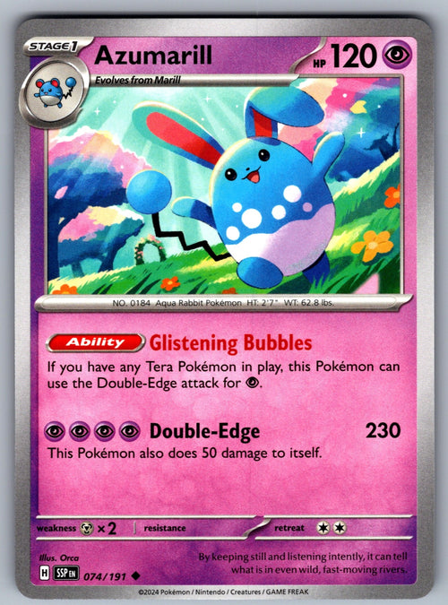 Azumarill Uncommon SV08: Surging Sparks 074/191 NM 2024