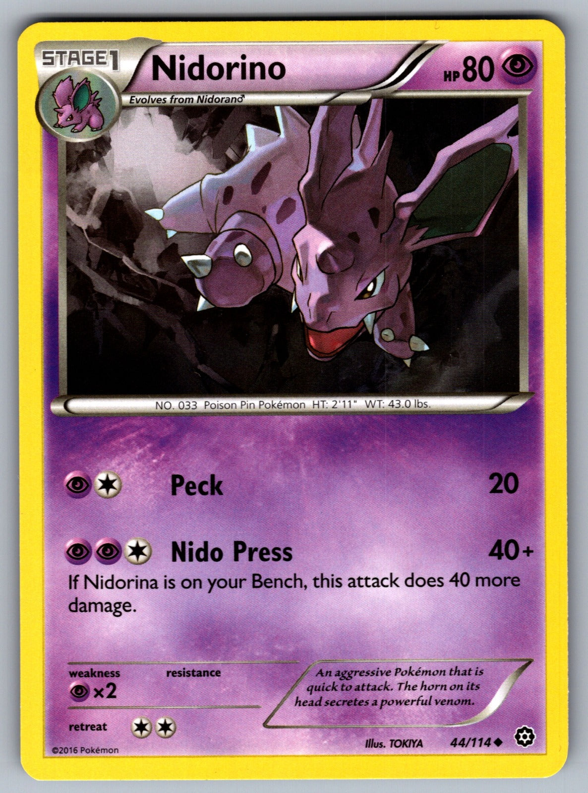 Nidorino Uncommon XY - Steam Siege 44/114 LP 2016