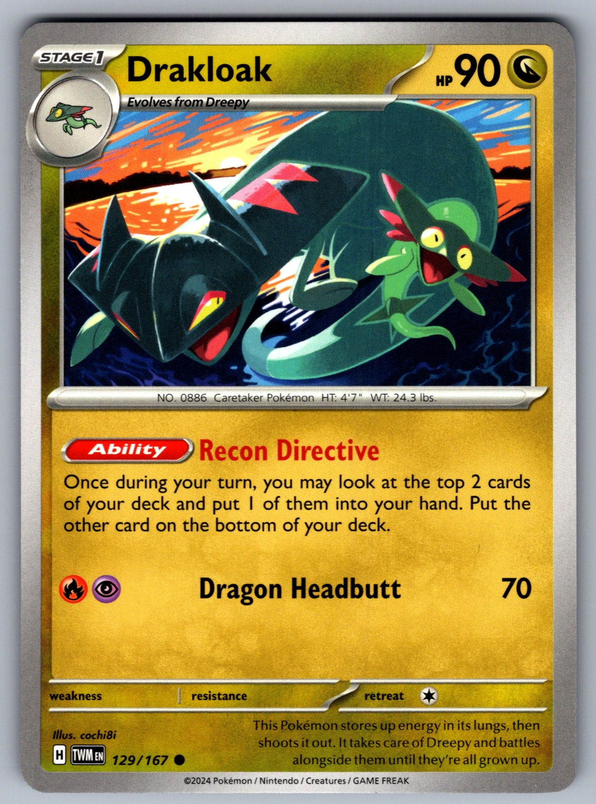 Drakloak Common SV06: Twilight Masquerade 129/167 NM 2024
