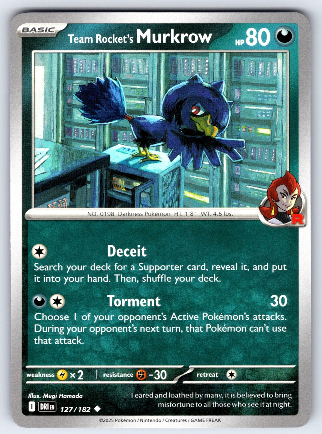 Team Rocket's Murkrow Uncommon SV10: Destined Rivals 127/182 NM 2025