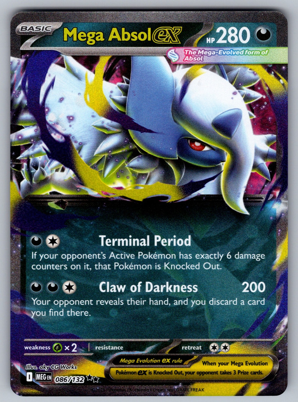 Mega Absol ex - Holo Double Rare ME01: Mega Evolution 086/132 NM 2025