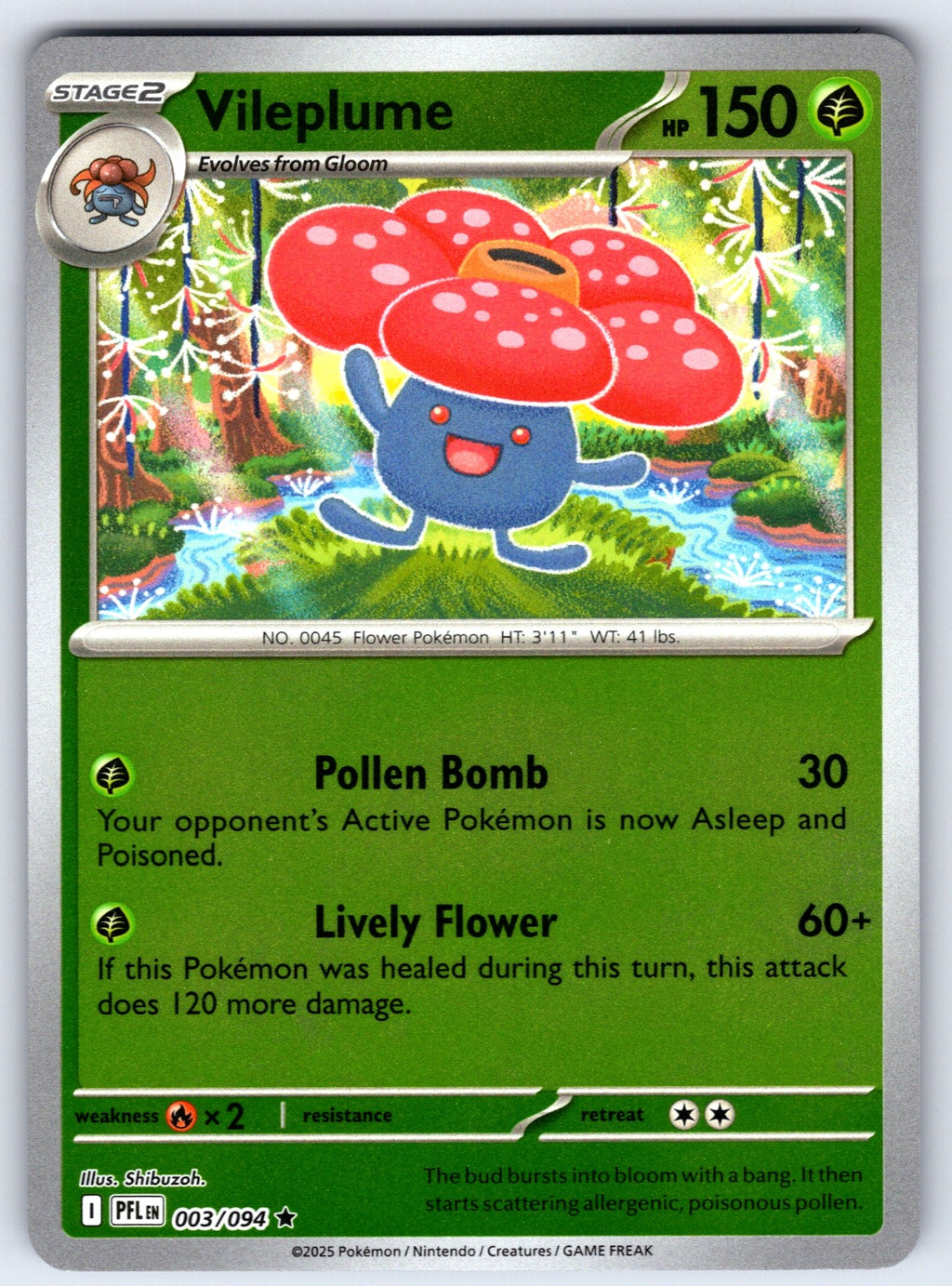 Vileplume Reverse Holo Rare ME02: Phantasmal Flames 003/094 NM 2025