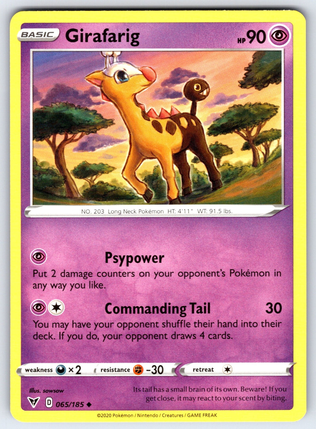 Girafarig Uncommon SWSH04: Vivid Voltage 065/185 LP 2020