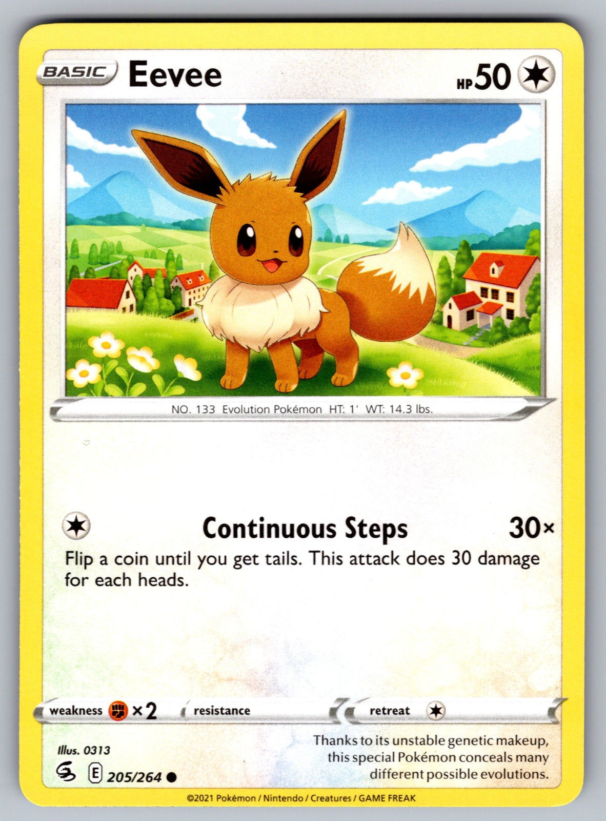 Eevee Common SWSH08: Fusion Strike 205/264 NM 2021