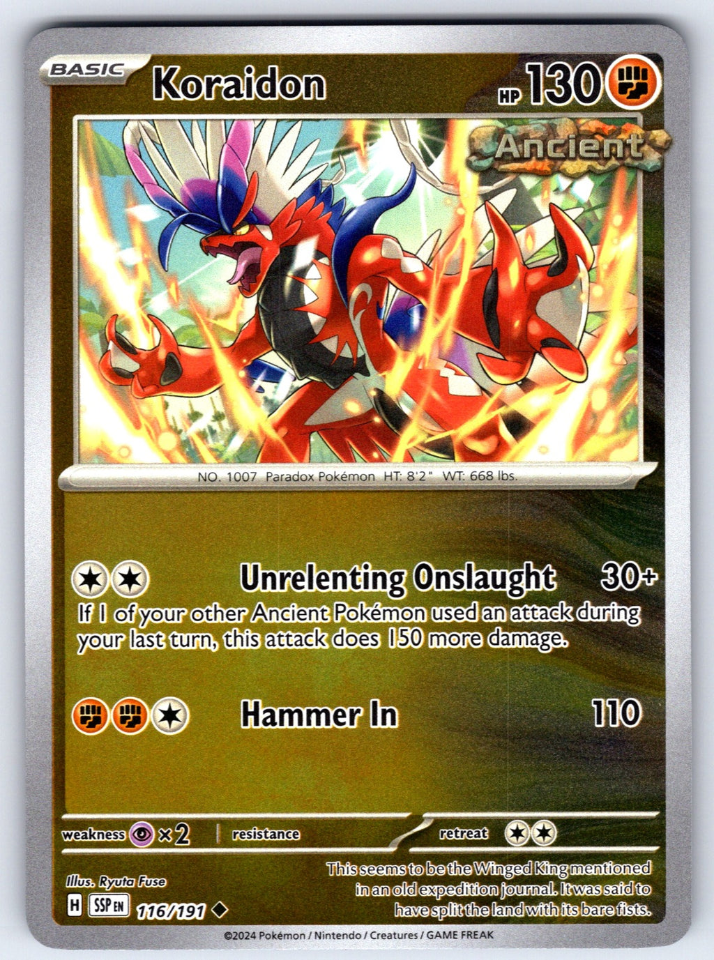 Koraidon Reverse Holo Uncommon SV08: Surging Sparks 116/191 NM 2024
