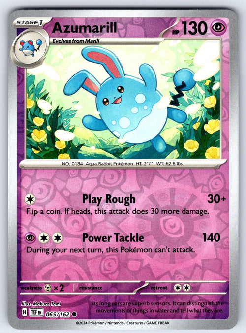 Azumarill Reverse Holo Common SV05: Temporal Forces 065/162 NM 2024