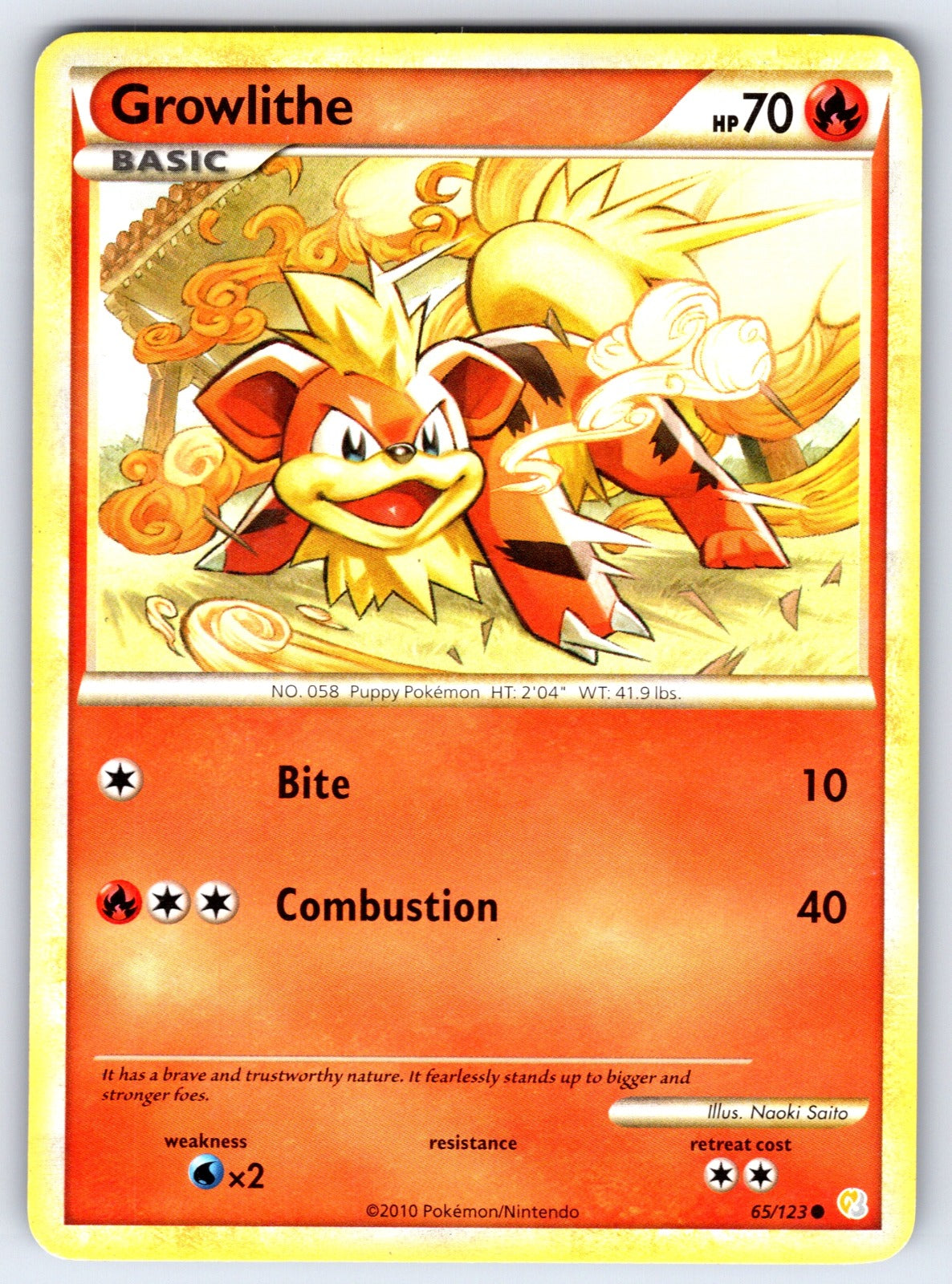 Growlithe Common HeartGold SoulSilver 65/123 LP 2010