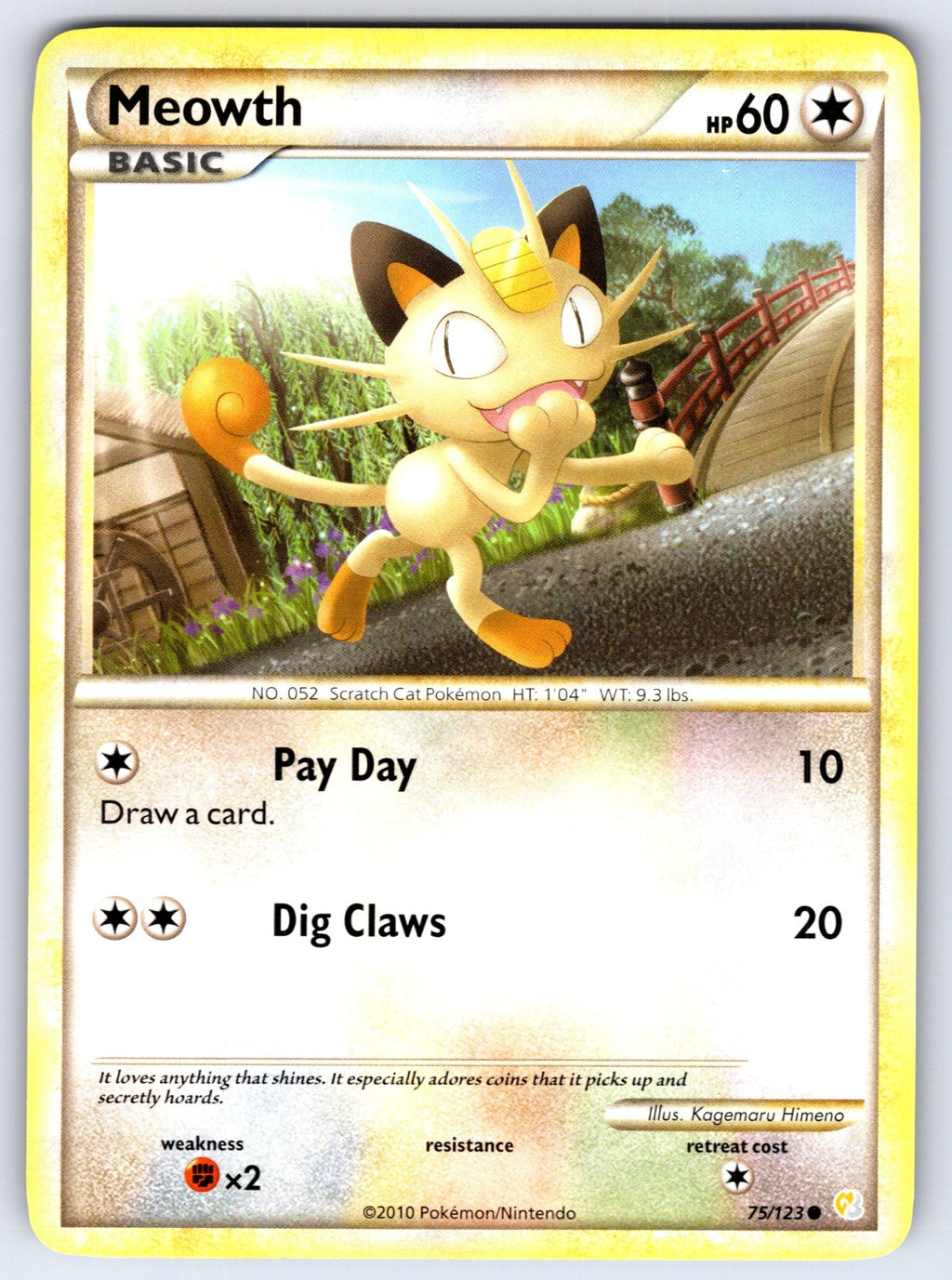 Meowth Common HeartGold SoulSilver 75/123 LP 2010
