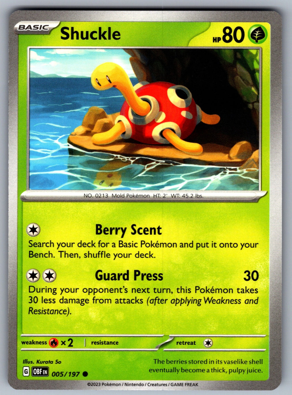 Shuckle Common SV03: Obsidian Flames 005/197 NM 2023