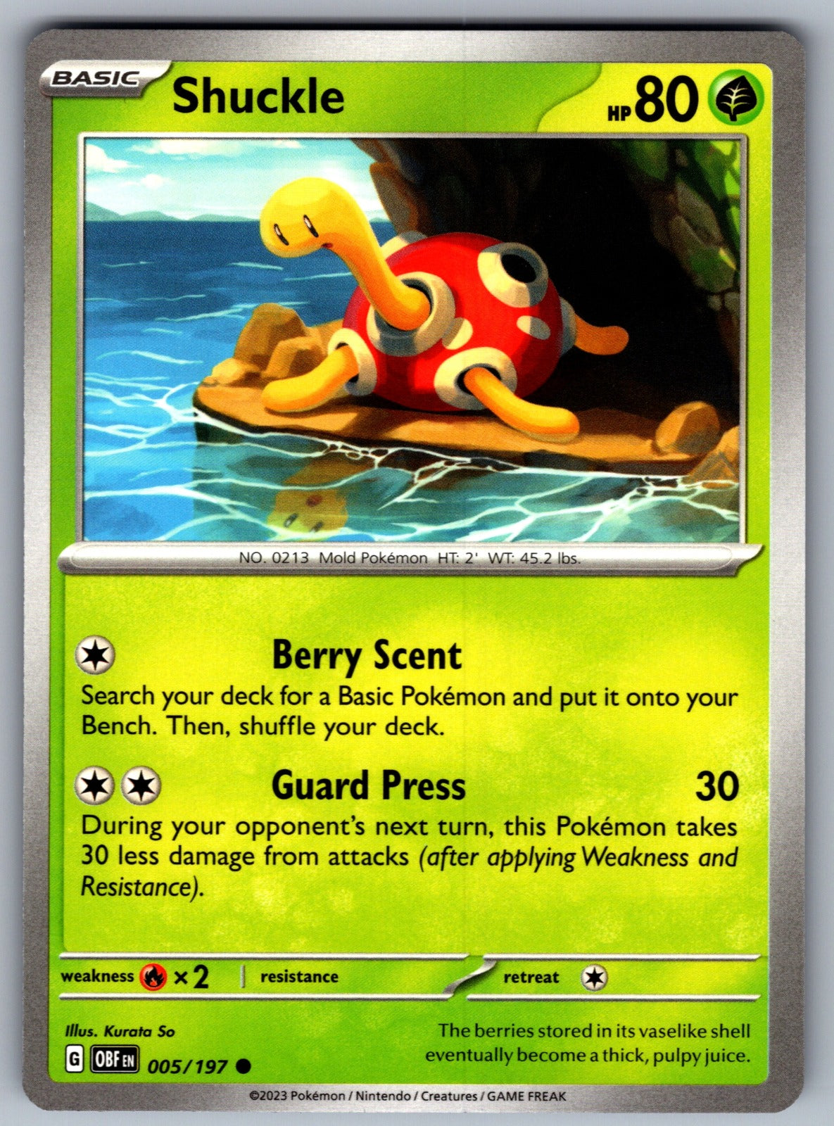 Shuckle Common SV03: Obsidian Flames 005/197 NM 2023