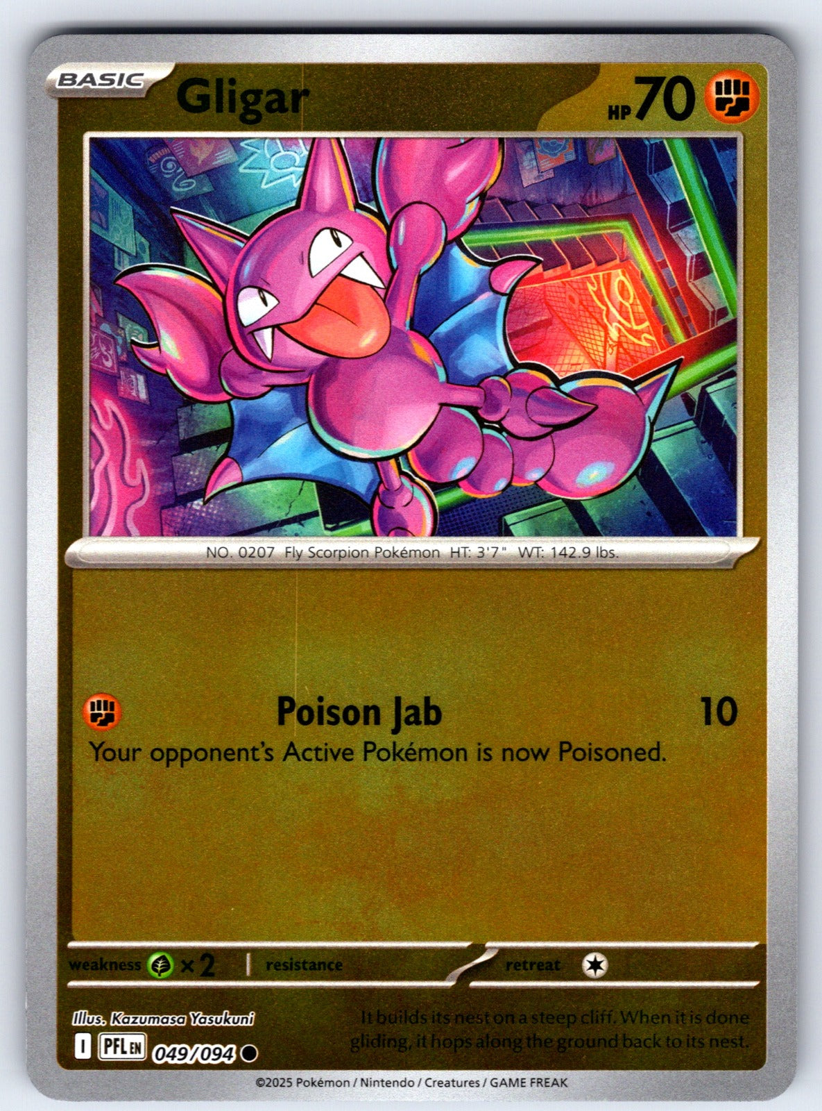 Gligar Reverse Holo Common ME02: Phantasmal Flames 049/094 NM 2025