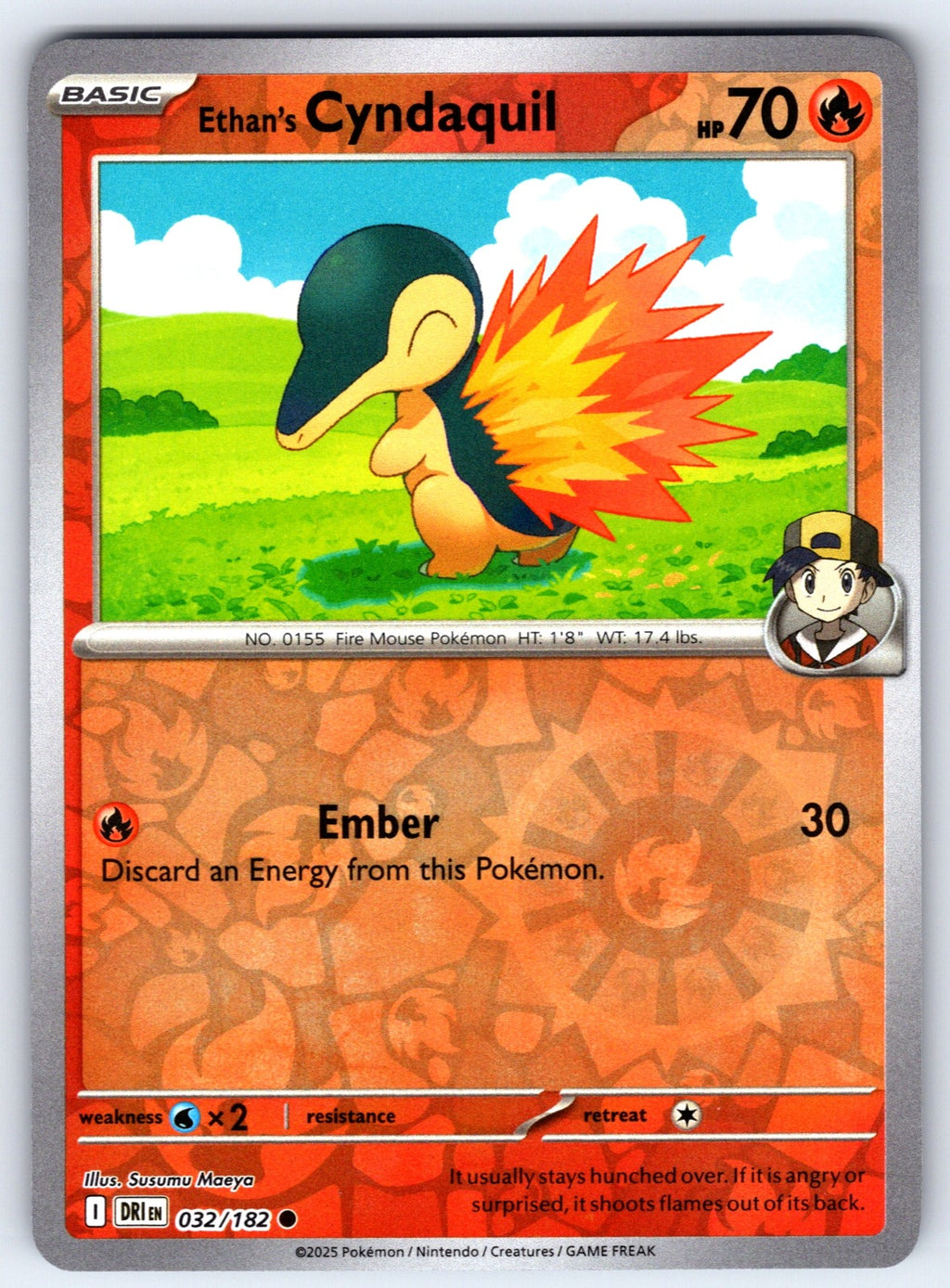 Ethan's Cyndaquil Reverse Holo Common SV10: Destined Rivals 032/182 NM 2025
