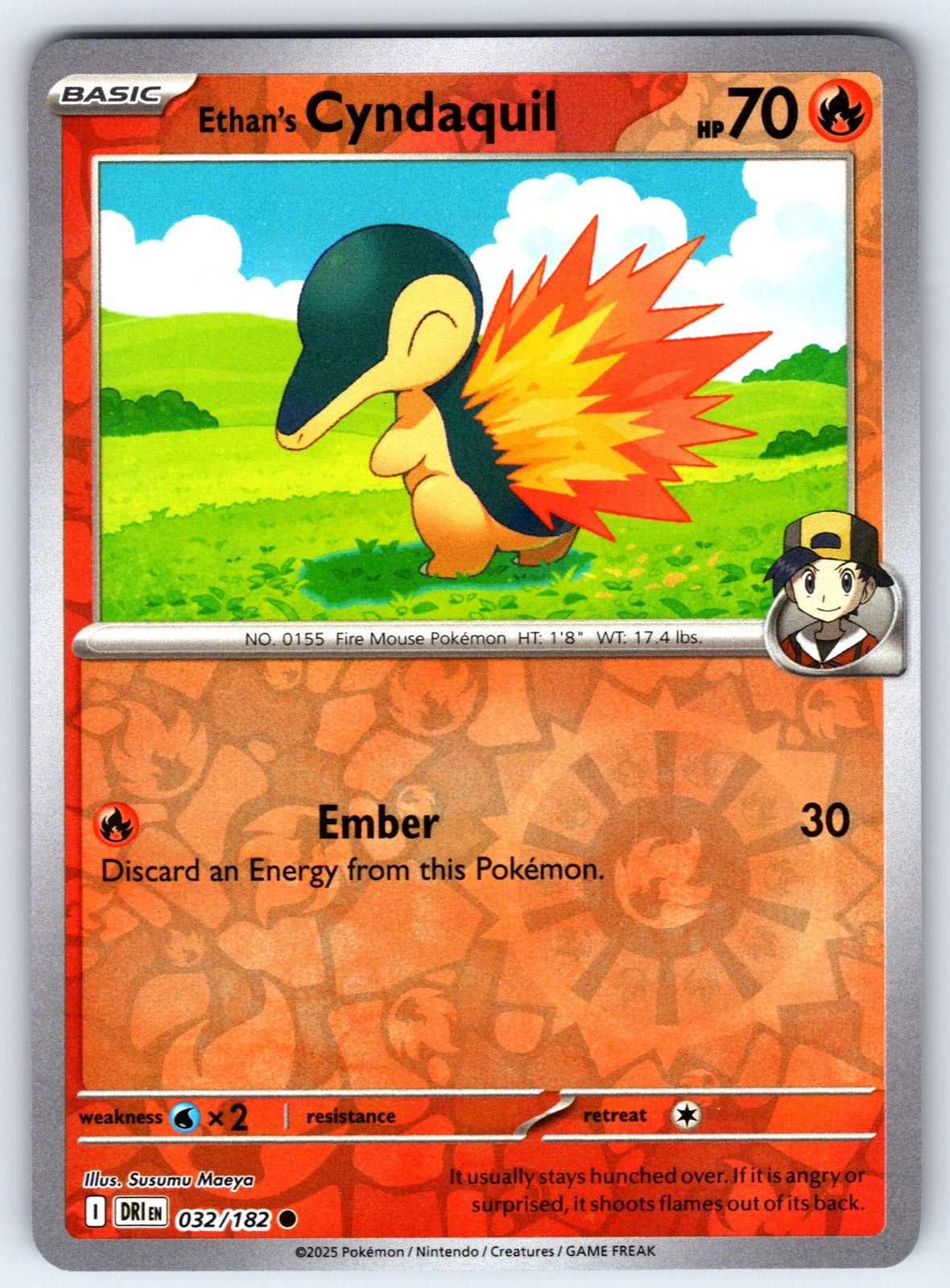 Ethan's Cyndaquil Reverse Holo Common SV10: Destined Rivals 032/182 NM 2025