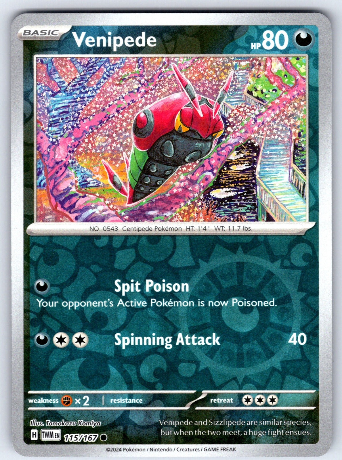 Venipede Reverse Holo Common SV06: Twilight Masquerade 115/167 NM 2024