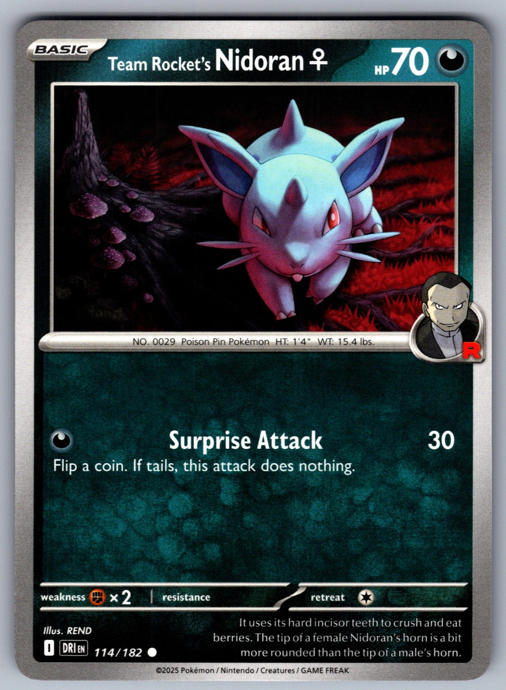 Team Rocket's Nidoran F Common SV10: Destined Rivals 114/182 NM 2025