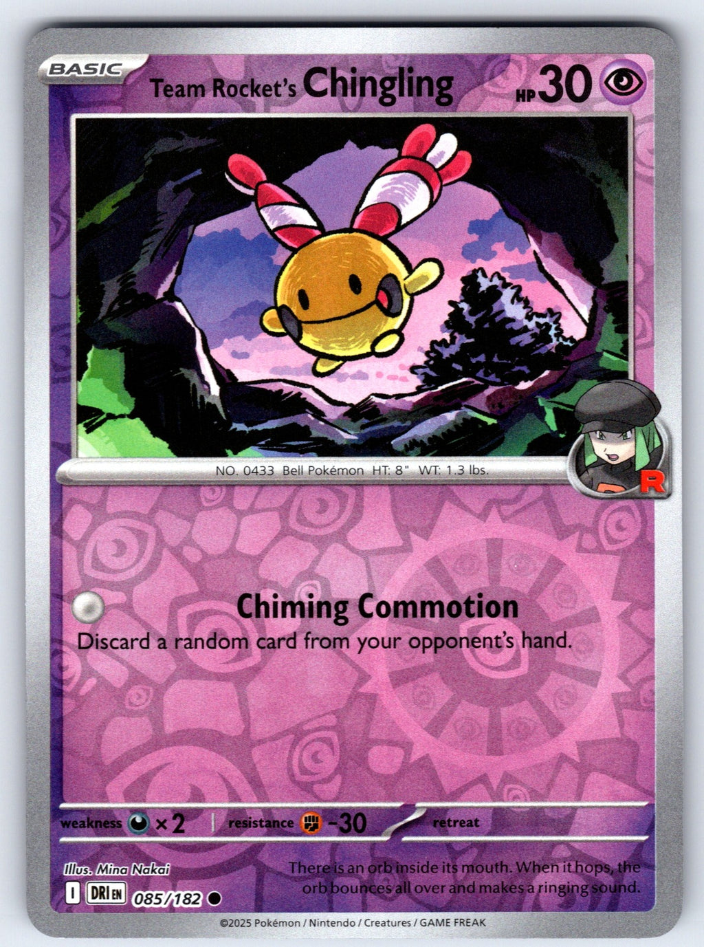 Team Rocket's Chingling Reverse Holo Common SV10: Destined Rivals 085/182 NM 202
