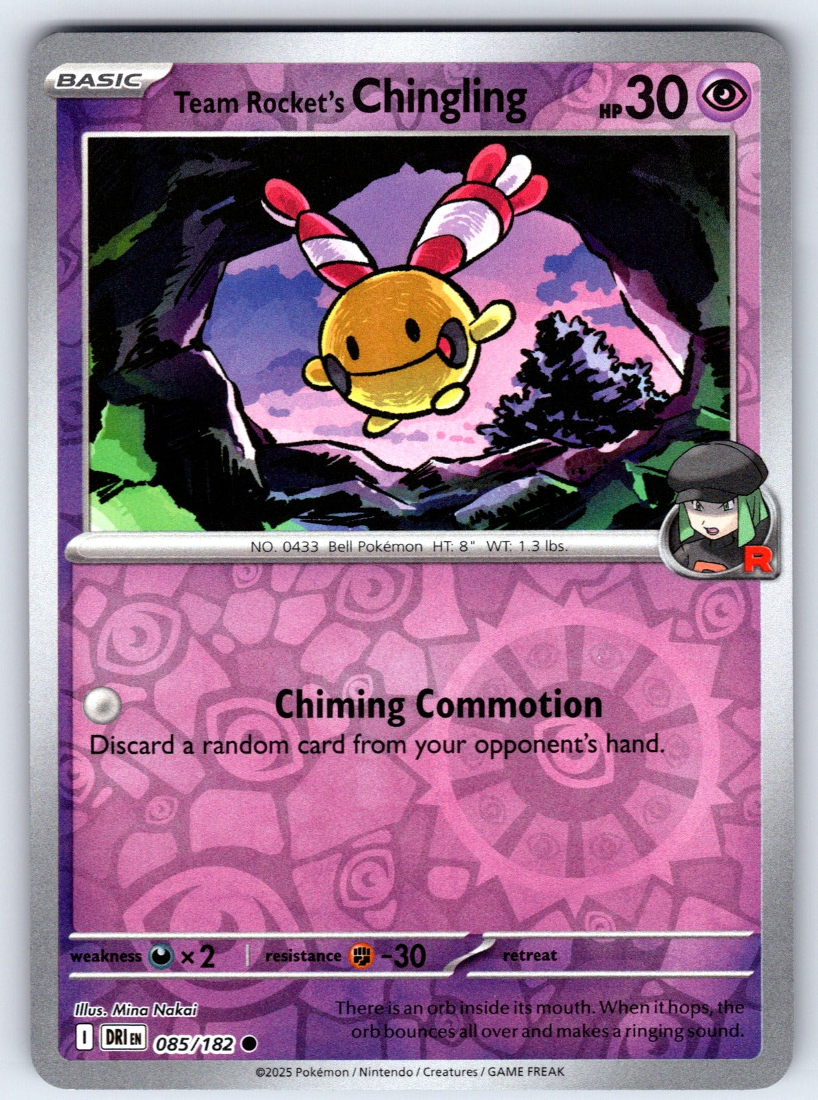 Team Rocket's Chingling Reverse Holo Common SV10: Destined Rivals 085/182 NM 202