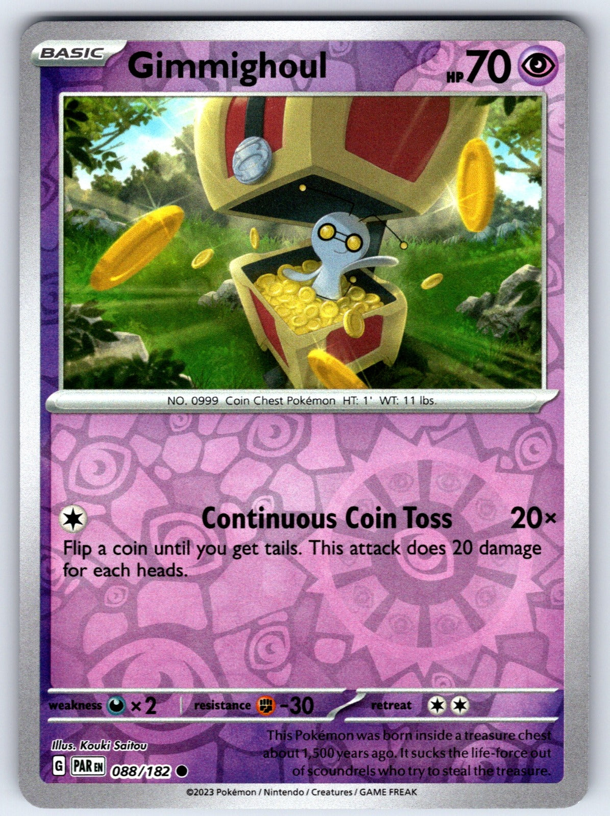 Gimmighoul Reverse Holo Common SV04: Paradox Rift 088/182 NM 2023