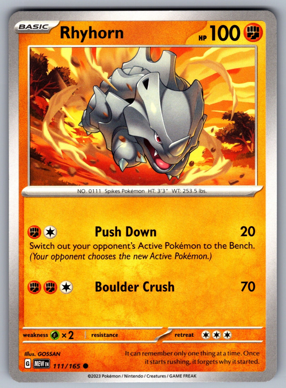 Rhyhorn Common SV: Scarlet & Violet 151 111/165 NM 2023