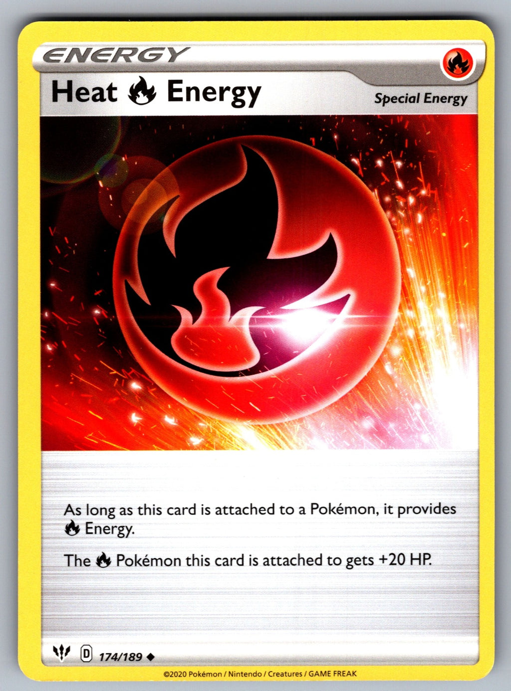 Heat R Energy Uncommon SWSH03: Darkness Ablaze 174/189 NM 2020