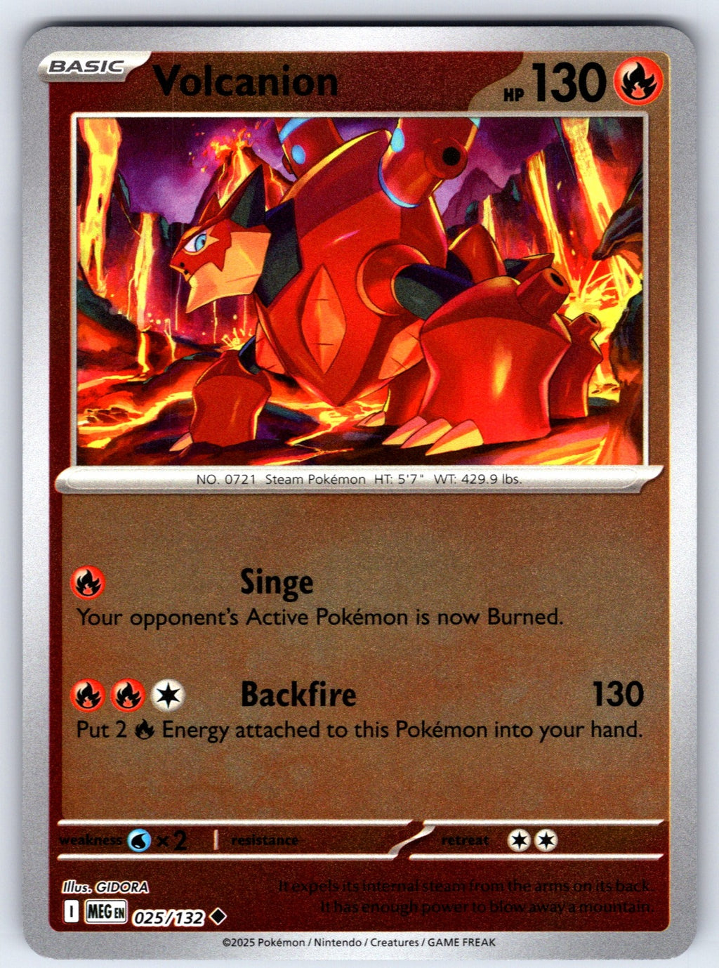 Volcanion Reverse Holo Uncommon ME01: Mega Evolution 025/132 NM 2025