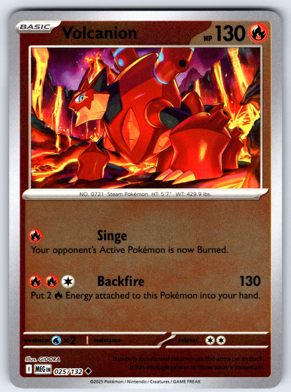 Volcanion Reverse Holo Uncommon ME01: Mega Evolution 025/132 NM 2025