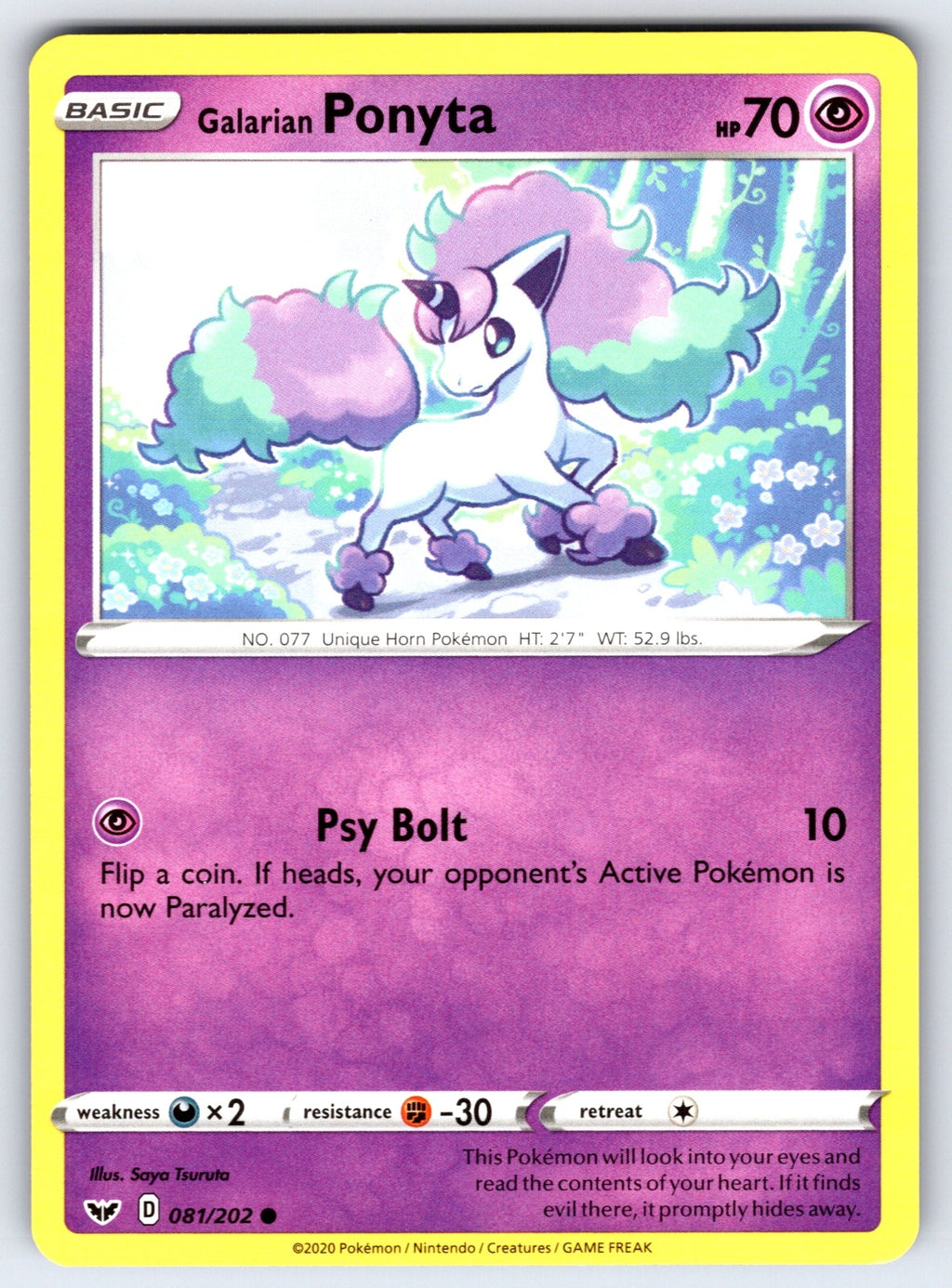 Galarian Ponyta Common SWSH01: Sword & Shield Base Set 081/202 NM 2020