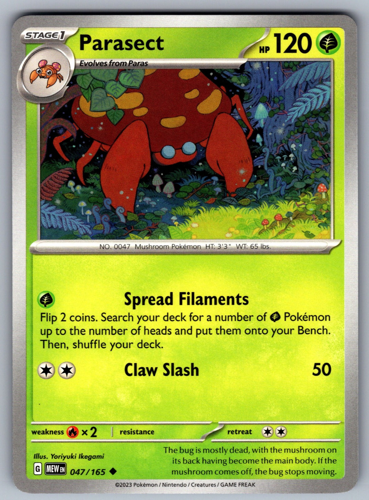 Parasect Uncommon SV: Scarlet & Violet 151 047/165 NM 2023