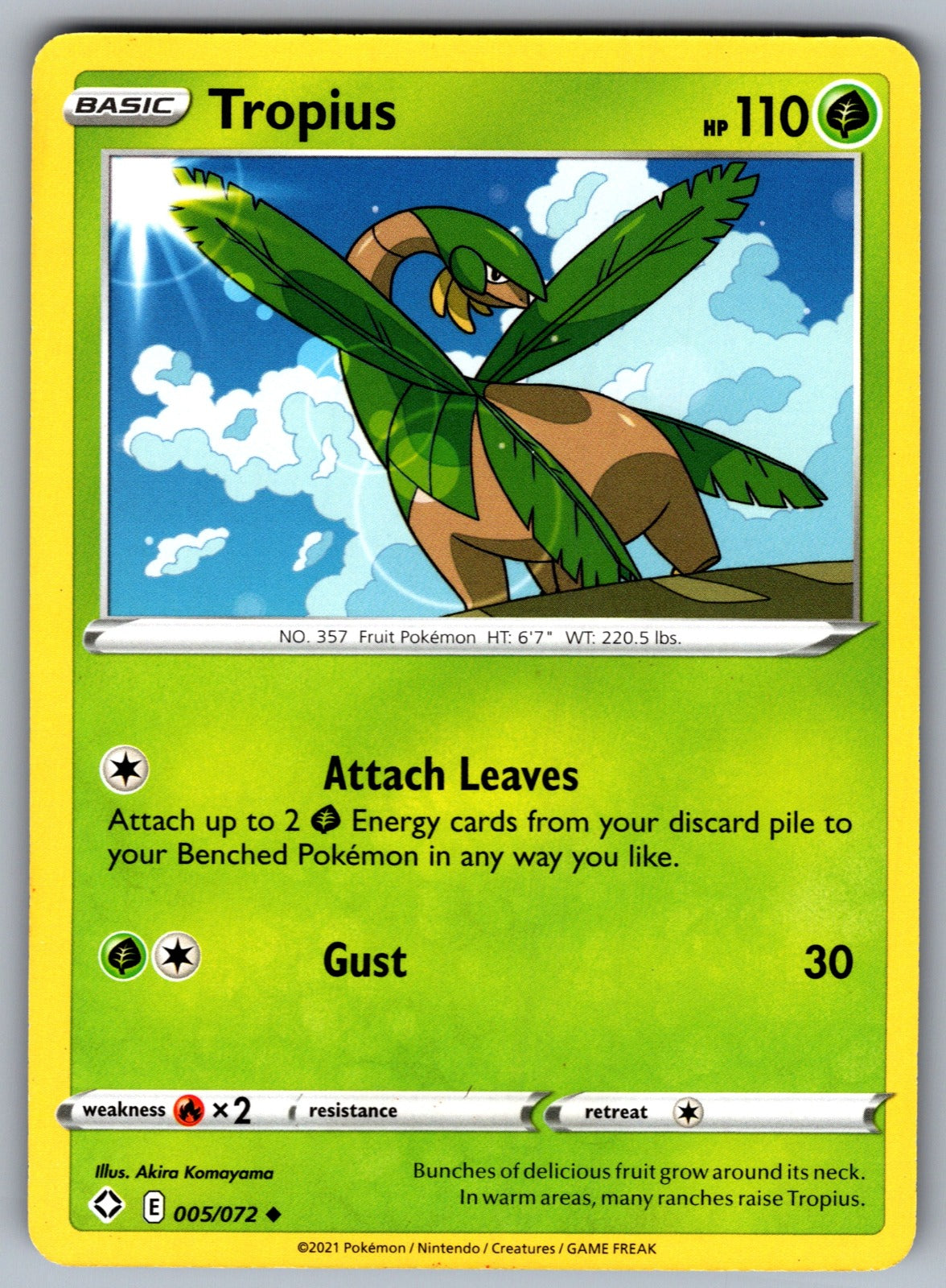 Tropius Uncommon SWSH09: Brilliant Stars 005/172 NM 2022