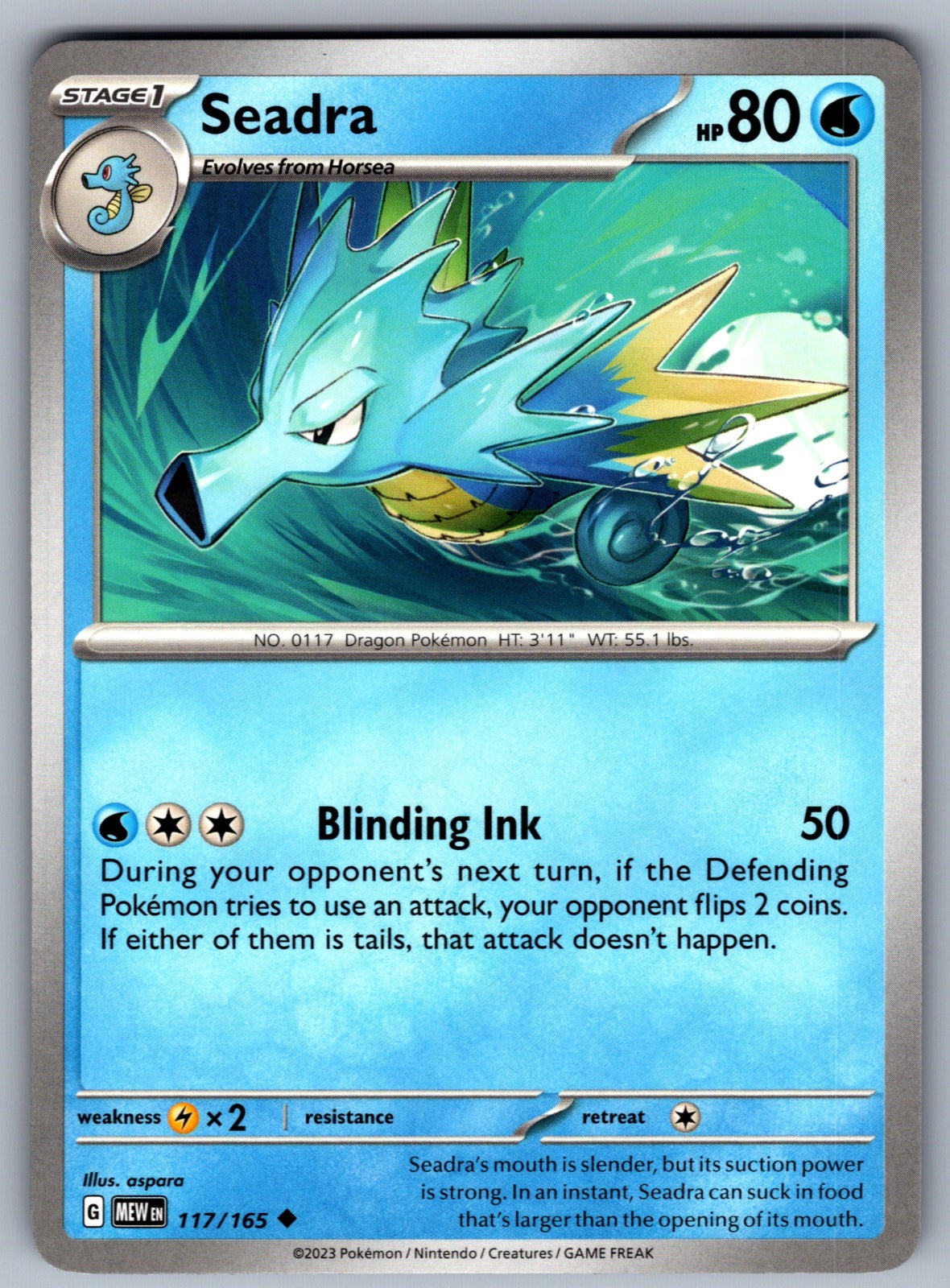 Seadra Uncommon SV: Scarlet & Violet 151 117/165 NM 2023