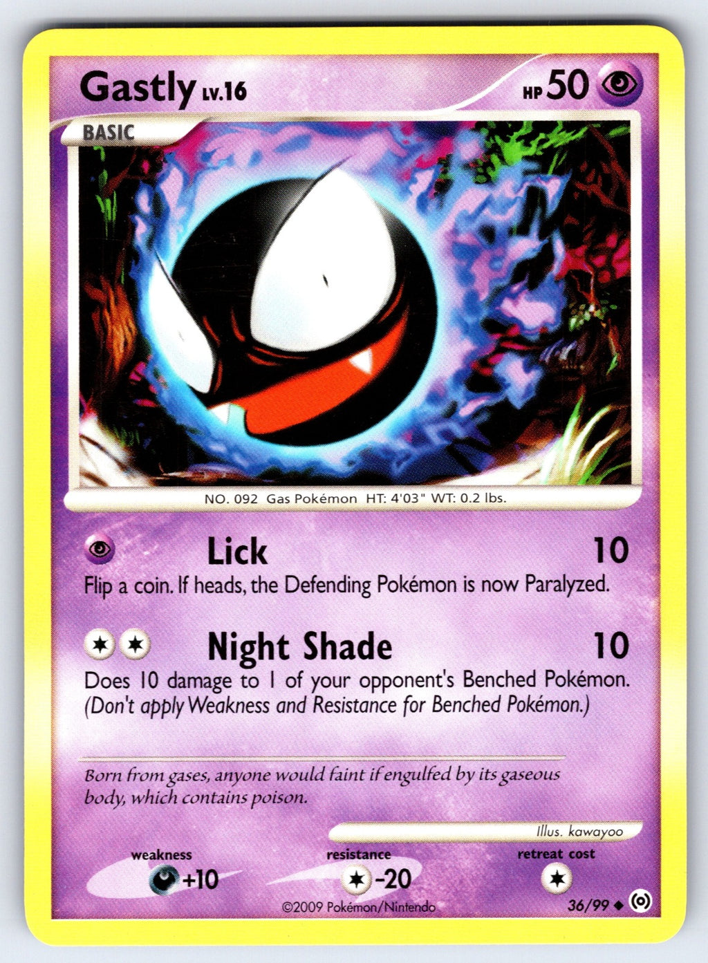 Gastly (36) Uncommon Arceus 36/99 LP 2009
