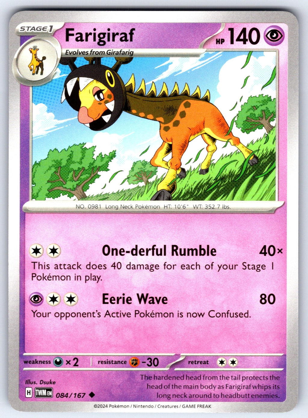 Farigiraf Uncommon SV06: Twilight Masquerade 084/167 NM 2024