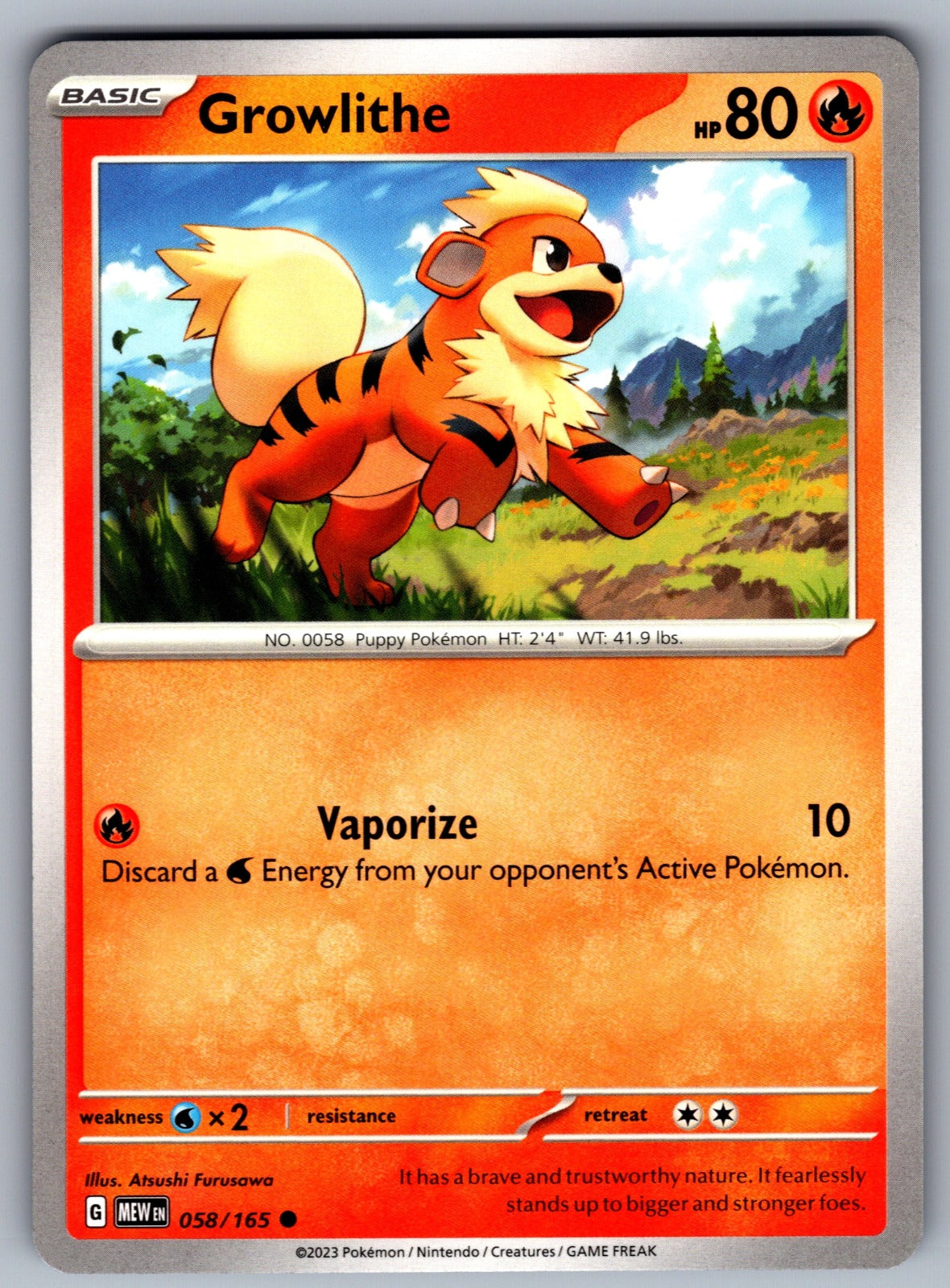 Growlithe Common SV: Scarlet & Violet 151 058/165 NM 2023