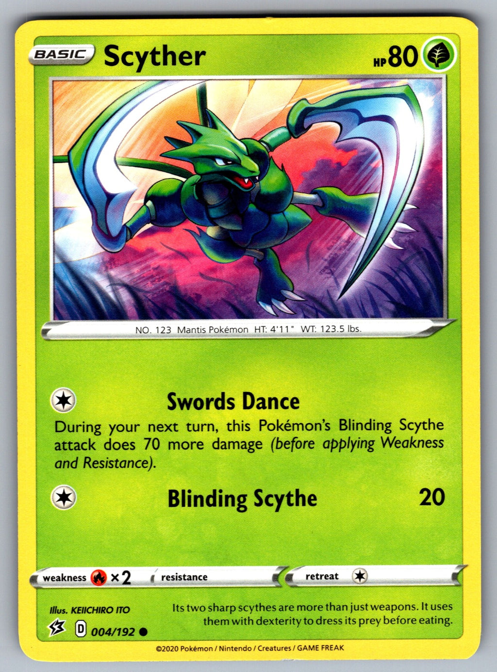 Scyther Common SWSH02: Rebel Clash 004/192 NM 2020