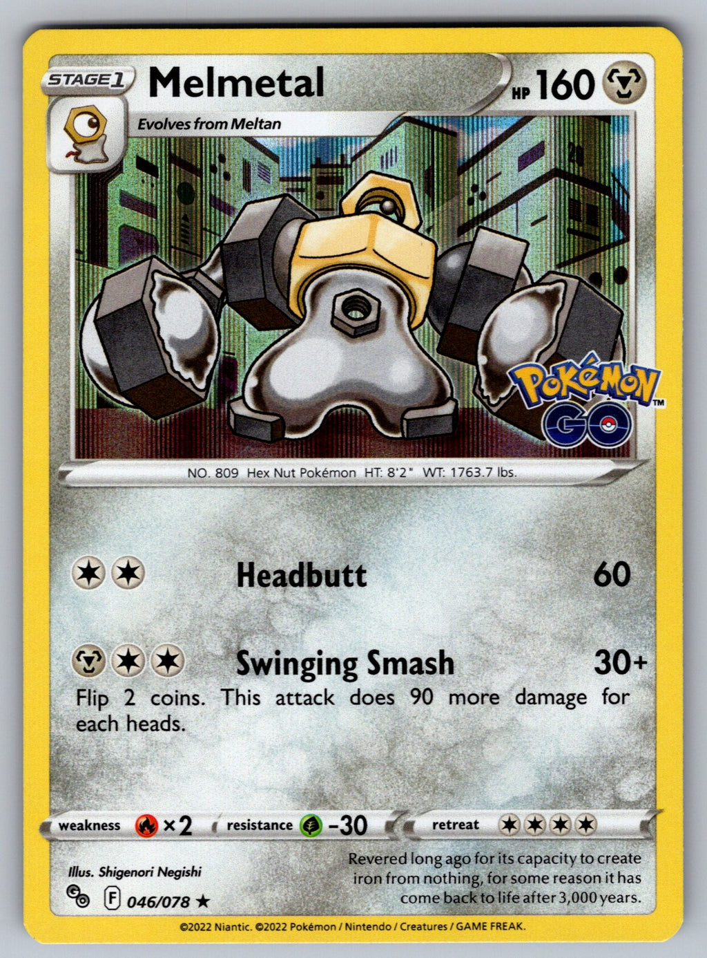 Melmetal Holo Rare Pokemon GO 046/078 NM 2022