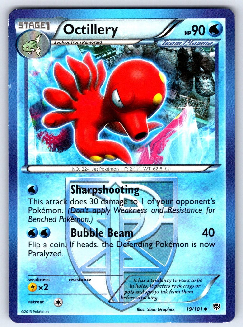 Octillery (Team Plasma) Uncommon Plasma Blast 19/101 LP 2013