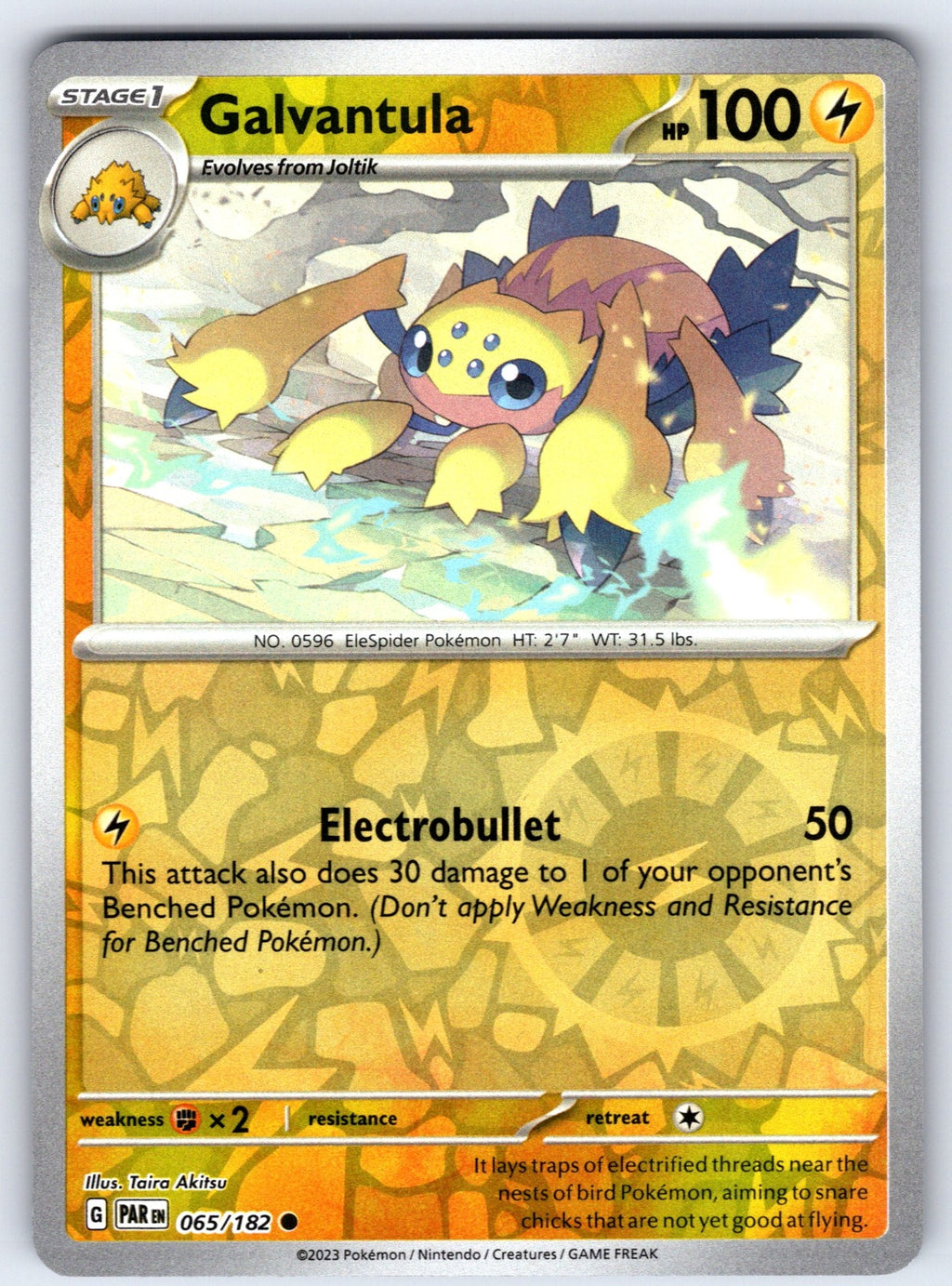 Galvantula Reverse Holo Common SV04: Paradox Rift 065/182 NM 2023