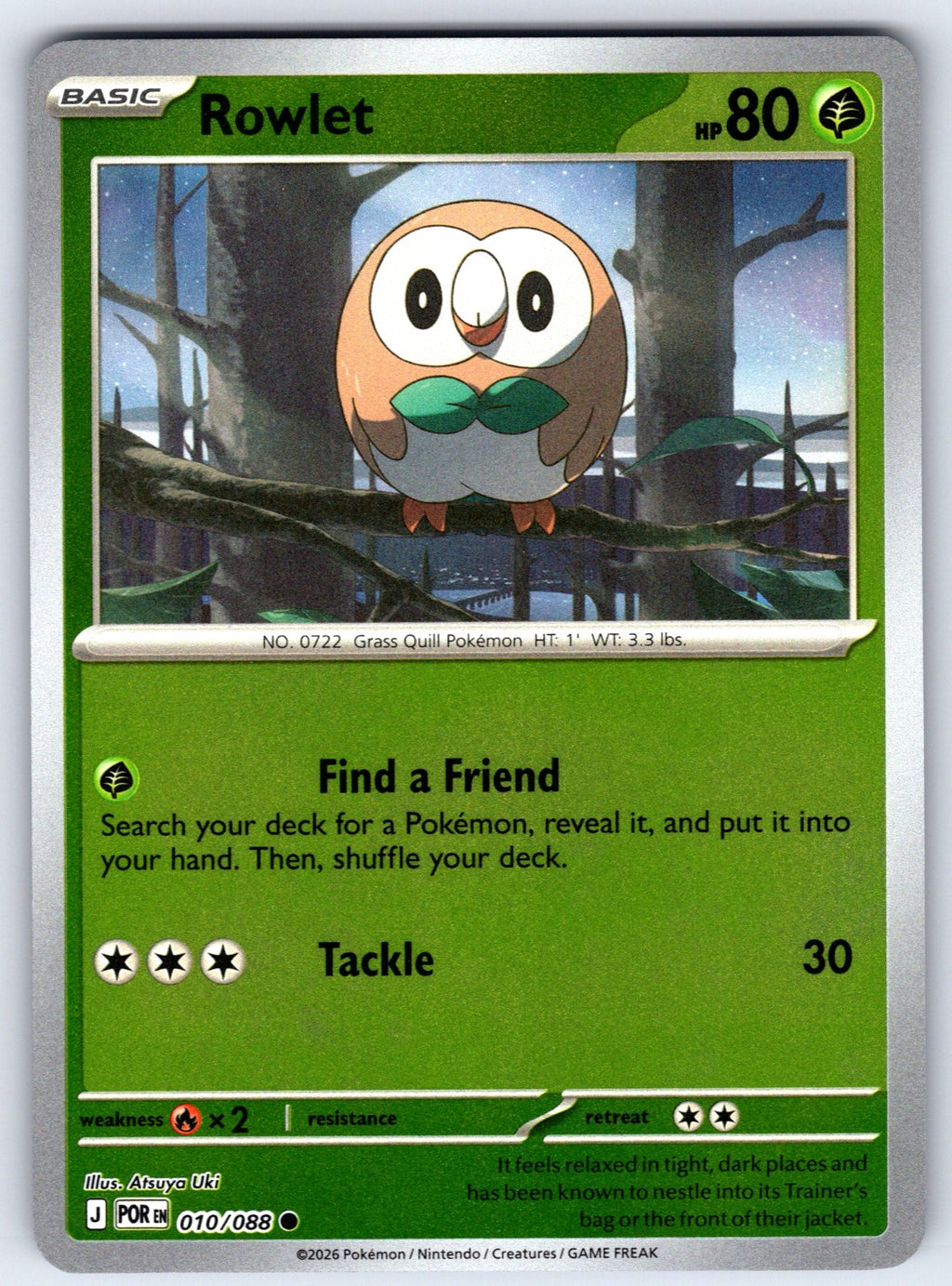Rowlet Reverse Holo Common ME03: Perfect Order 010/088 NM 2026