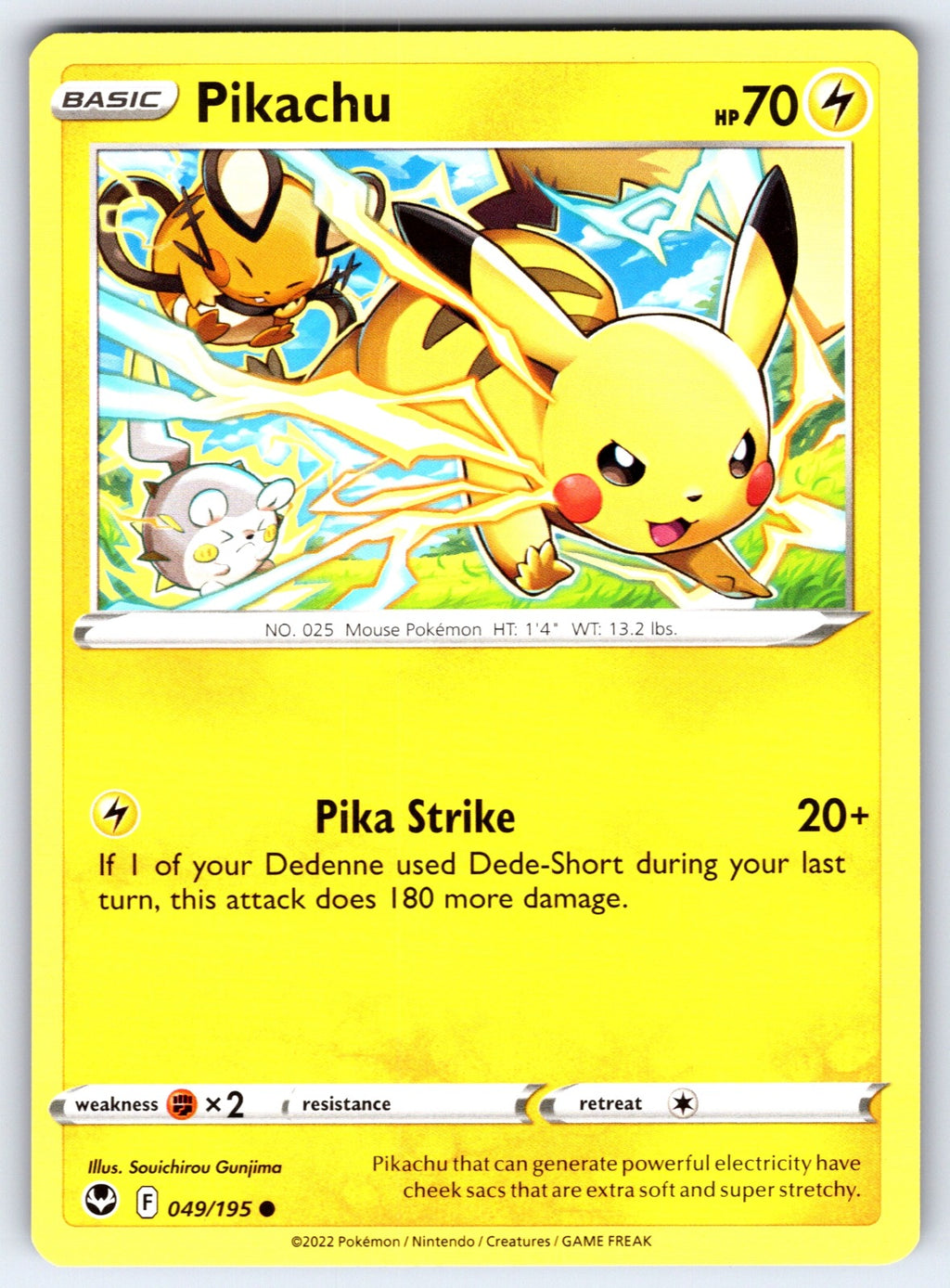 Pikachu Common SWSH12: Silver Tempest 049/195 NM 2022