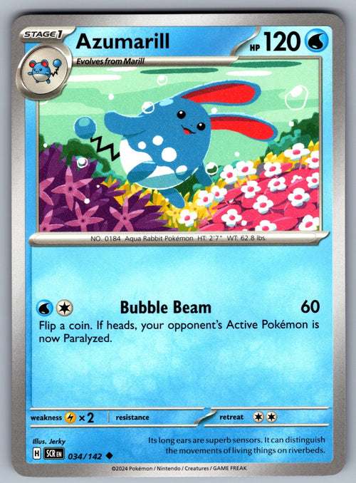 Azumarill Uncommon SV07: Stellar Crown 034/142 NM 2024