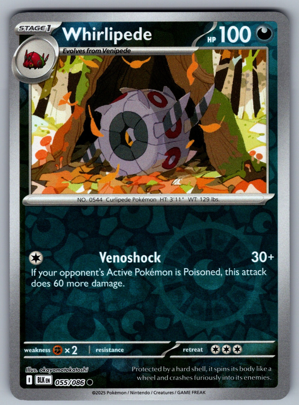 Whirlipede Reverse Holo Common SV: Black Bolt 055/086 NM 2025