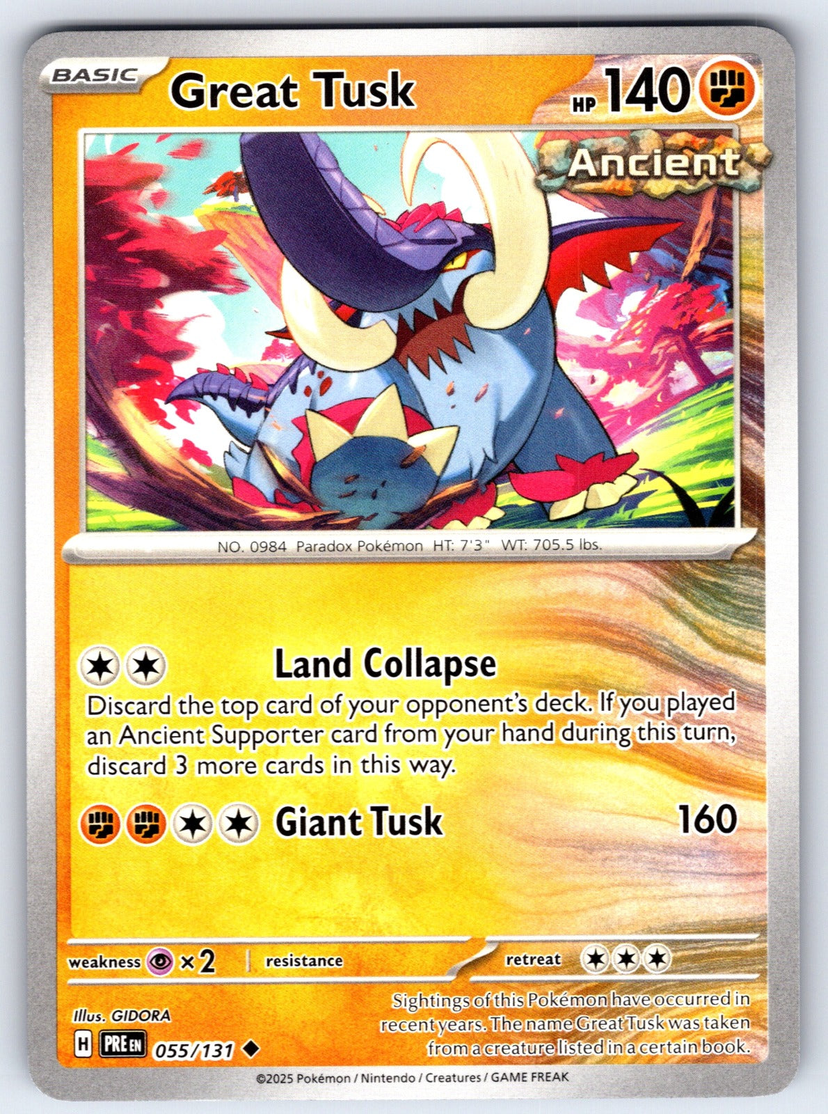 Great Tusk Uncommon SV: Prismatic Evolutions 055/131 NM 2025