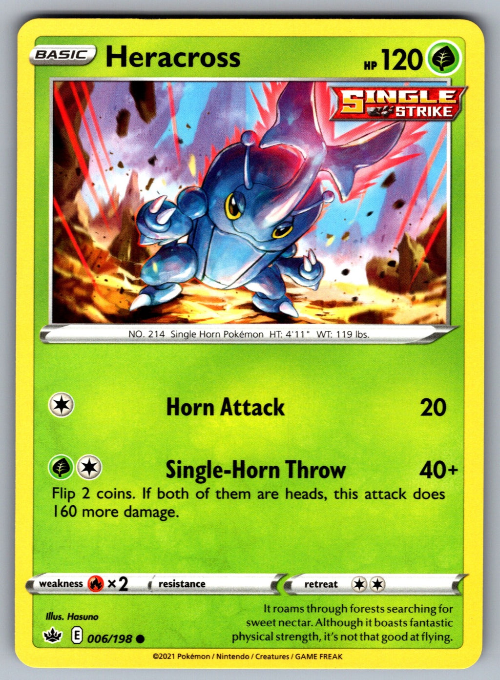 Heracross Common SWSH06: Chilling Reign 006/198 NM 2021