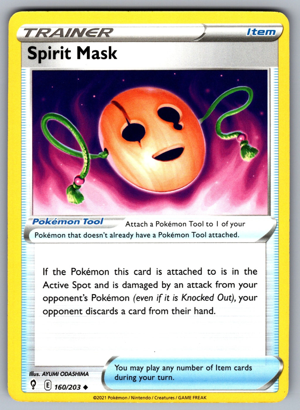 Spirit Mask Uncommon SWSH07: Evolving Skies 160/203 NM 2021