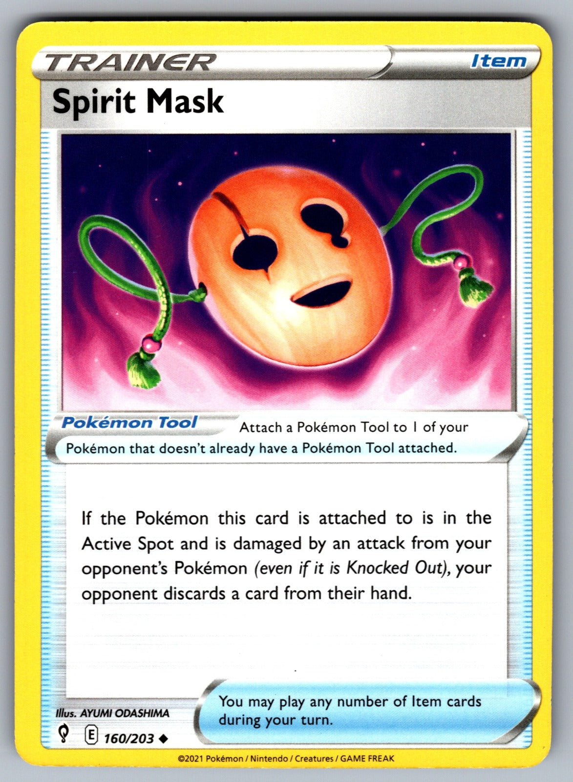 Spirit Mask Uncommon SWSH07: Evolving Skies 160/203 NM 2021