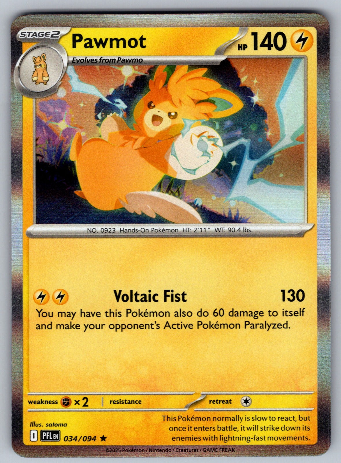 Pawmot Holo Rare ME02: Phantasmal Flames 034/094 NM 2025