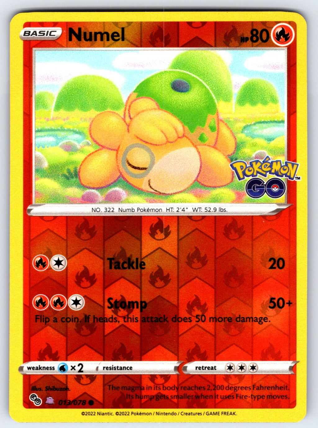 Numel (Peelable Ditto) Reverse Holo Common Pokemon GO 013/078 NM 2022