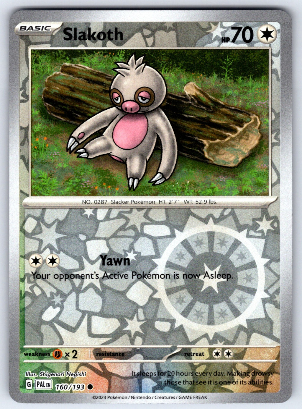 Slakoth Reverse Holo Common SV02: Paldea Evolved 160/193 NM 2023