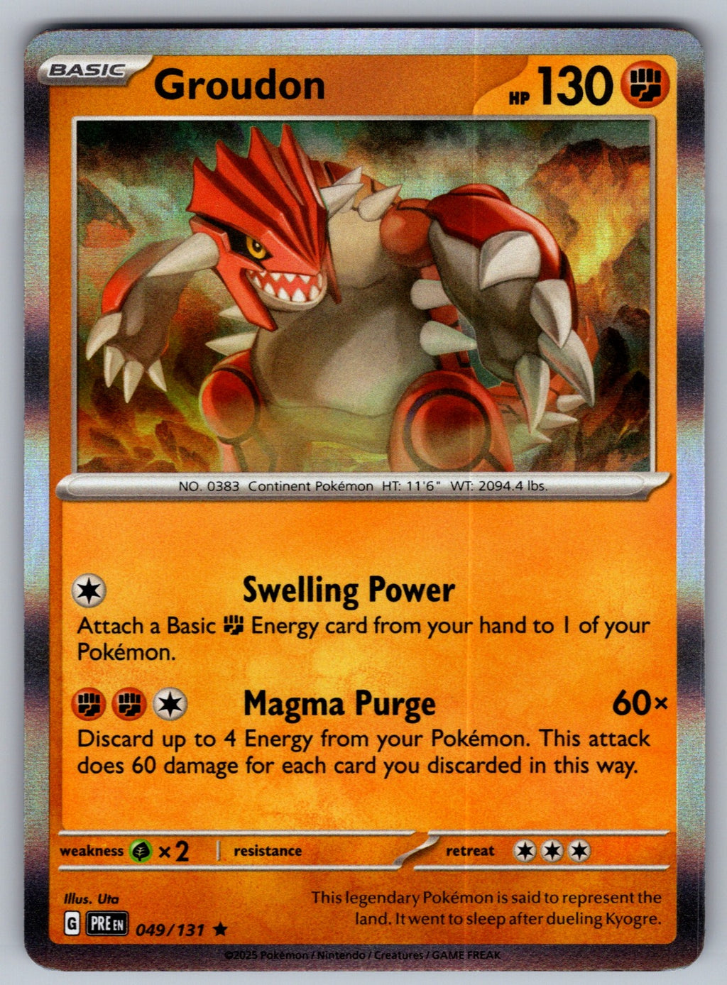 Groudon Holo Rare SV: Prismatic Evolutions 049/131 NM 2025