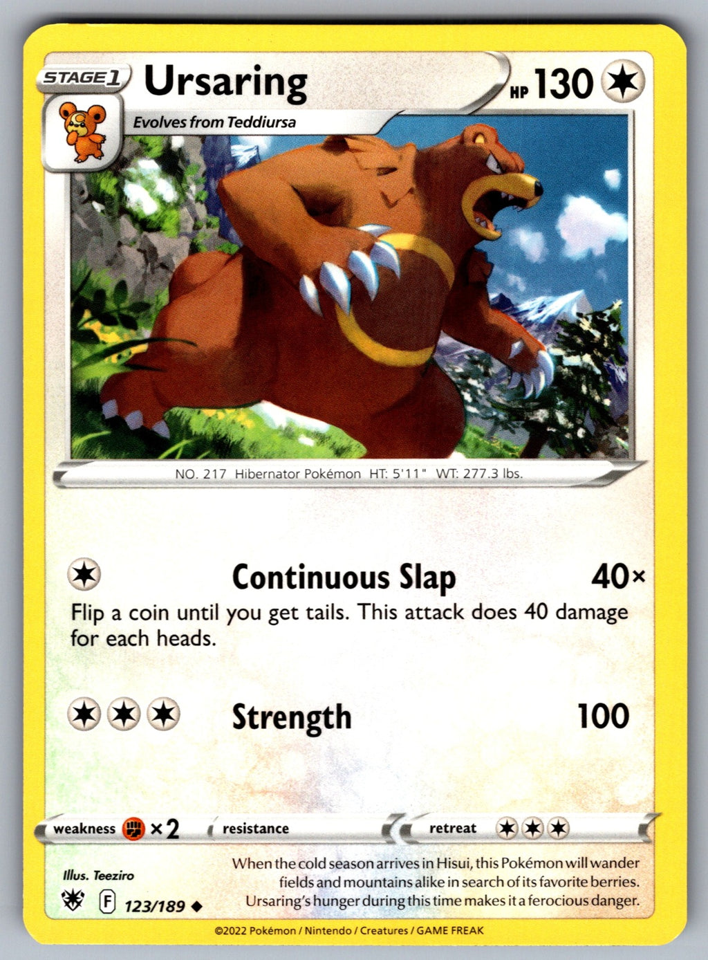 Ursaring Uncommon SWSH10: Astral Radiance 123/189 NM 2022